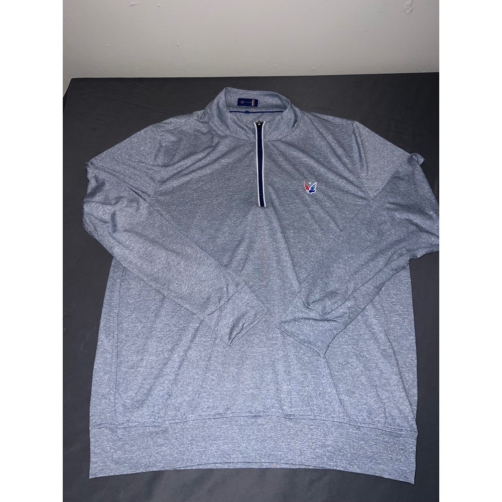 Stitch Golf Mens 1/4 Zip Pullover Heather Blue Eagle Logo Performance Sweater XL